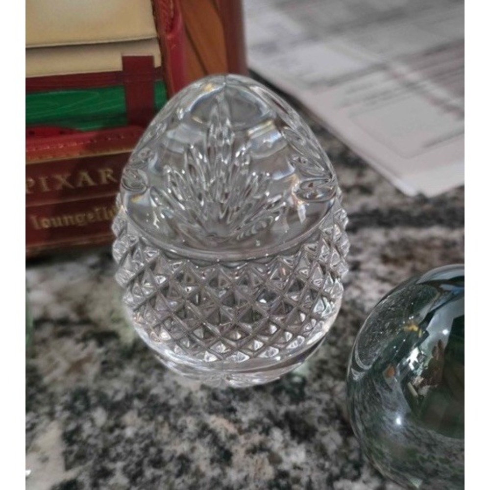 Cut crystal glass egg shaped paperweight, FRANCE on bottom edge.  Stunning piece